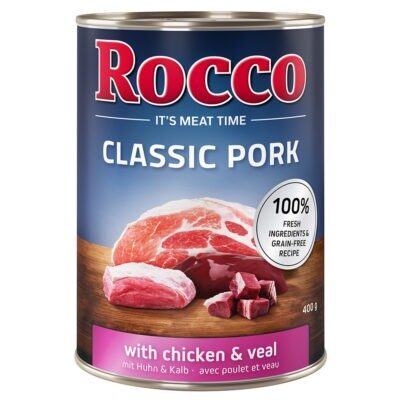 24x400g Rocco Classic Pork Csirke & borjú nedves kutyatáp - Kisállat kiegészítők webáruház - állateledelek