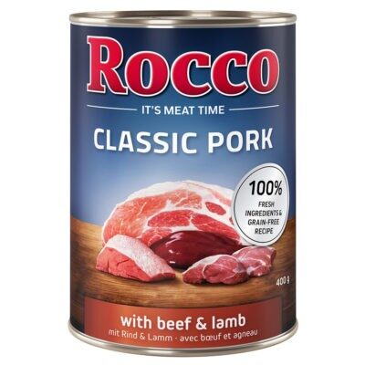 24x400g Rocco Classic Pork Marha & bárány nedves kutyatáp - Kisállat kiegészítők webáruház - állateledelek