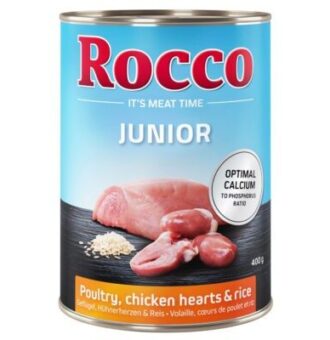 24x400g Rocco Junior csirkeszív & rizs + kalcium nedves kutyatáp - Kisállat kiegészítők webáruház - állateledelek