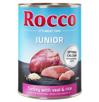 24x400g Rocco Junior pulyka & borjúszív + kalcium nedves kutyatáp - Kisállat kiegészítők webáruház - állateledelek