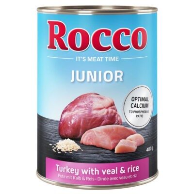 24x400g Rocco Junior pulyka & borjúszív + kalcium nedves kutyatáp - Kisállat kiegészítők webáruház - állateledelek