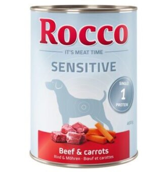 24x400g Rocco Sensitive marha & sárgarépa gabonamentes nedves kutyatáp - Kisállat kiegészítők webáruház - állateledelek
