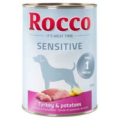 24x400g Rocco Sensitive pulyka & burgonya gabonamentes nedves kutyatáp - Kisállat kiegészítők webáruház - állateledelek