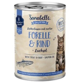 24x400g Sanabelle All Meat Pisztráng & marha nedves eledel macskák számára - Kisállat kiegészítők webáruház - állateledelek