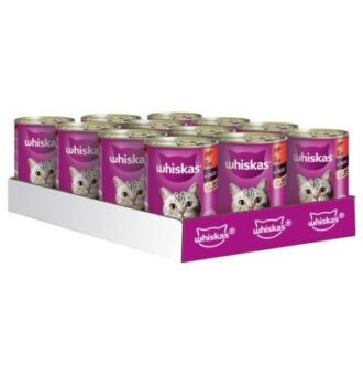 12x400g Whiskas 1+ marha & máj szószban nedves macskatáp konzerv - Kisállat kiegészítők webáruház - állateledelek