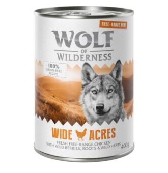 24x400g Wolf of Wilderness Free-Range Meat Wide Acres szabad tartású csirke nedves kutyatáp - Kisállat kiegészítők webáruház - állateledelek