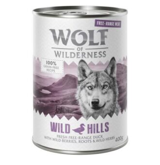 24x400g Wolf of Wilderness Free-Range Meat Wild Hills szabad tartású kacsa nedves kutyatáp - Kisállat kiegészítők webáruház - állateledelek