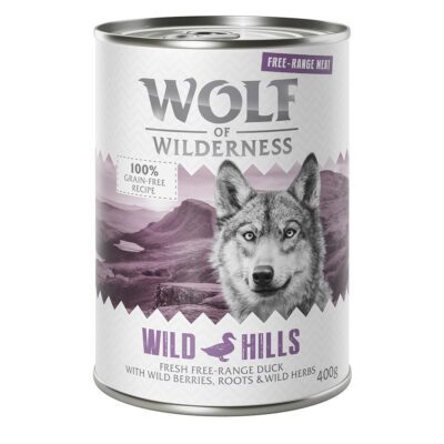 24x400g Wolf of Wilderness Free-Range Meat Wild Hills szabad tartású kacsa nedves kutyatáp - Kisállat kiegészítők webáruház - állateledelek