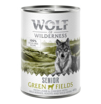 24x400g Wolf of Wilderness Senior Green Fields - bárány nedves kutyatáp - Kisállat kiegészítők webáruház - állateledelek