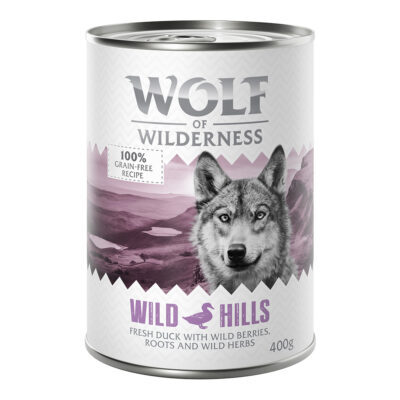 24x400g Wolf of Wilderness Wild Hills kutyaeledel gazdaságos csomag - Kacsa - Kisállat kiegészítők webáruház - állateledelek