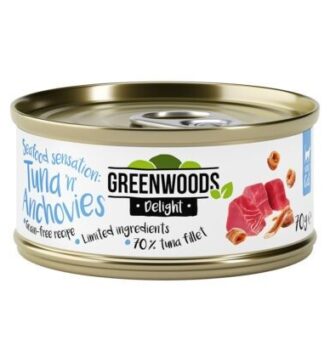 48x70g Greenwoods Delight tonhalfilé & szardella nedves macskaeledel - Kisállat kiegészítők webáruház - állateledelek