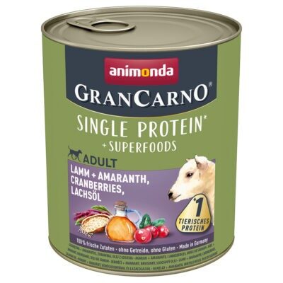 6x800g animonda GranCarno Adult Superfoods nedves kutyatáp- Bárány + amaránt