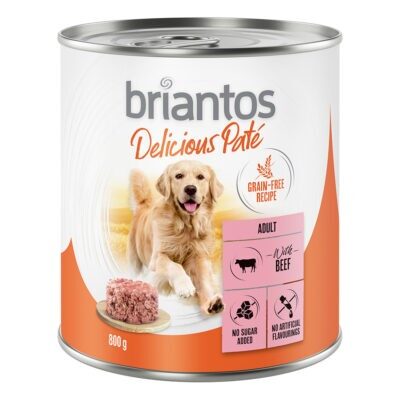 24x800g Briantos Delicious Paté Marha nedves kutyatáp - Kisállat kiegészítők webáruház - állateledelek