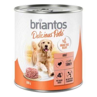 24x800g Briantos Delicious Paté Pulyka nedves kutyatáp - Kisállat kiegészítők webáruház - állateledelek