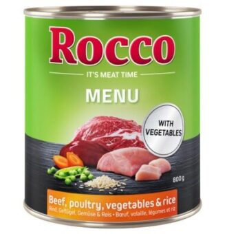 24x800g Rocco Menue marha & szárnyas + zöldség & rizs nedves kutyatáp - Kisállat kiegészítők webáruház - állateledelek