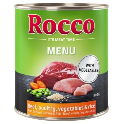 6x800g Rocco Menue nedves kutyatáp- Marha & szárnyas + zöldség & rizs - Kisállat kiegészítők webáruház - állateledelek