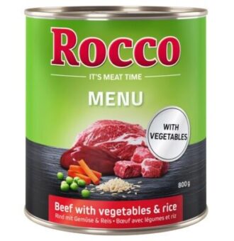 24x800g Rocco Menue marha + zöldség & rizs nedves kutyatáp - Kisállat kiegészítők webáruház - állateledelek