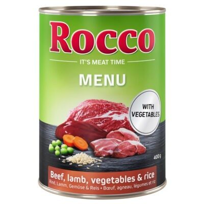 24x800g Rocco Menue nedves kutyatáp- Marha & bárány + zöldség & rizs - Kisállat kiegészítők webáruház - állateledelek
