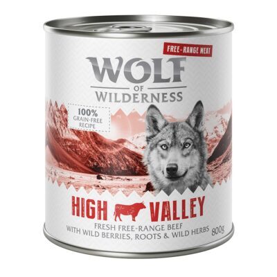 24x800g Wolf of Wilderness Free-Range Meat High Valley szabad tartású marha nedves kutyatáp - Kisállat kiegészítők webáruház - állateledelek