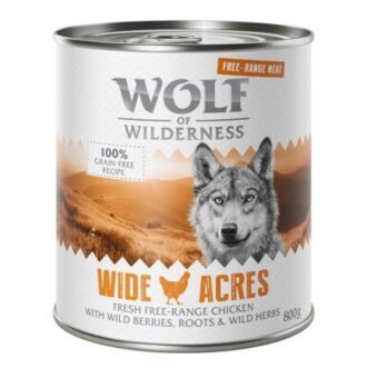 24x800g Wolf of Wilderness Free-Range Meat Wide Acres szabad tartású csirke nedves kutyatáp - Kisállat kiegészítők webáruház - állateledelek