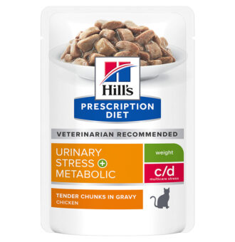 24x85g Hill's Prescription Diet c/d Urinary Stress +Metabolic csirke nedves macskatáp - Kisállat kiegészítők webáruház - állateledelek