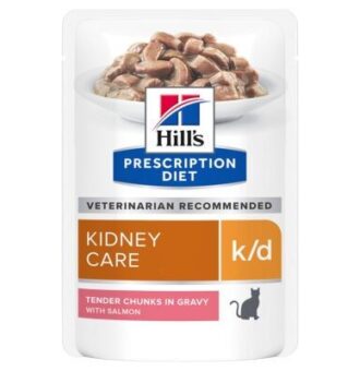 24x85g Hill's Prescription Diet k/d Kidney Care macskatáp-lazac - Kisállat kiegészítők webáruház - állateledelek