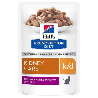 24x85g Hill's Prescription Diet k/d Kidney Care macskatáp-marha - Kisállat kiegészítők webáruház - állateledelek
