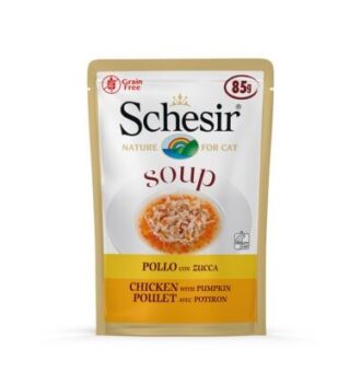 24x85g Schesir Cat Soup nedves macskatáp- Csirke & tök - Kisállat kiegészítők webáruház - állateledelek
