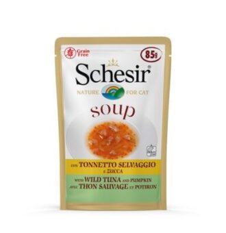 24x85g Schesir Cat Soup nedves macskatáp- Tonhal & tök - Kisállat kiegészítők webáruház - állateledelek