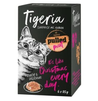 24x85g Tigeria Pulled Meat Pulyka nedves macskatáp - Kisállat kiegészítők webáruház - állateledelek