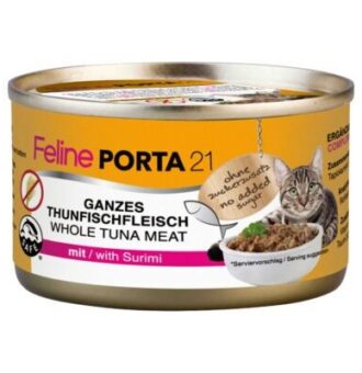24x90g Feline Porta 21 tonhal & surimi nedves macskatáp - Kisállat kiegészítők webáruház - állateledelek