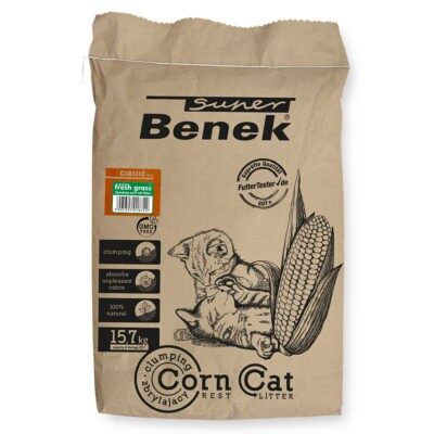 25 l Super Benek Corn Cat friss fű ilatú macskaalom - Kisállat kiegészítők webáruház - állateledelek