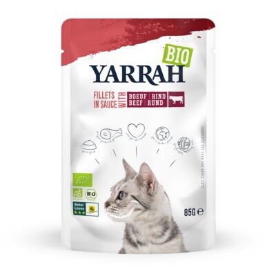 28x85g Yarrah Bio marhafilék szószban nedves macskatáp - Kisállat kiegészítők webáruház - állateledelek