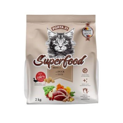 2x2kg Porta 21 Superfood Menu 2 kacsa száraz macskatáp - Kisállat kiegészítők webáruház - állateledelek