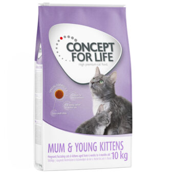 10kg Concept for Life Mum & Young Kittens - javított receptúra száraz macskatáp 15% kedvezménnyel - Kisállat kiegészítők webáruház - állateledelek