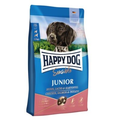 10kg Happy Dog Supreme Sensible Junior lazac & burgonya száraz kutyatáp - Kisállat kiegészítők webáruház - állateledelek
