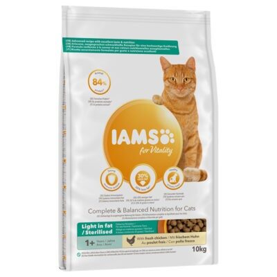 2x10kg IAMS for Vitality zsírszegény receptúra / Sterilised száraz macskatáp - Kisállat kiegészítők webáruház - állateledelek