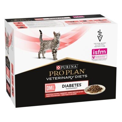2x10x85g PURINA PRO PLAN Veterinary Diets Feline DM ST/OX - Diabetes Management marha nedves macskatáp - Kisállat kiegészítők webáruház - állateledelek