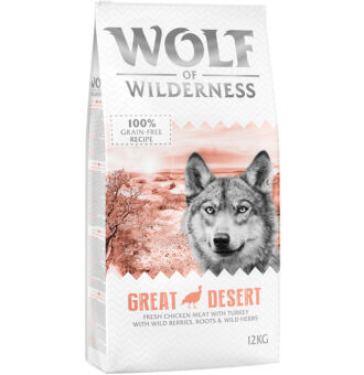 12kg Wolf of Wilderness Adult "Great Desert" - pulyka száraz kutyatáp - Kisállat kiegészítők webáruház - állateledelek