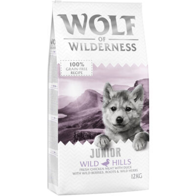 12 kg Wolf of Wilderness rendkívüli árengedménnyel- JUNIOR Wild Hills - kacsa - Kisállat kiegészítők webáruház - állateledelek