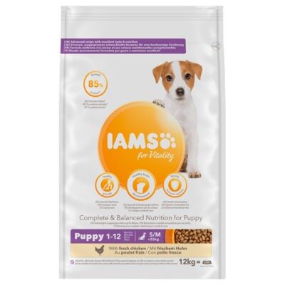 2x12kg IAMS for Vitality Dog Puppy & Junior Small / Medium csirke száraz kutyatáp - Kisállat kiegészítők webáruház - állateledelek