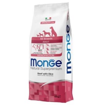 12kg Monge Monoprotein marha & rizs száraz kutyatáp - Kisállat kiegészítők webáruház - állateledelek