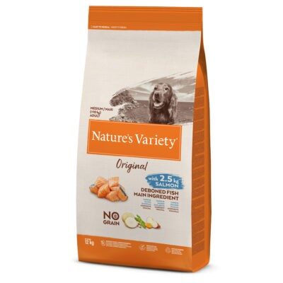 12kg Nature's Variety Original No Grain Medium Adult lazac száraz kutyatáp - Kisállat kiegészítők webáruház - állateledelek
