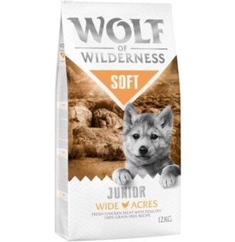 12kg Wolf of Wilderness Junior "Soft - Wide Acres" - csirke száraz kutyatáp - Kisállat kiegészítők webáruház - állateledelek