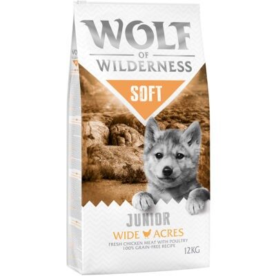 12 kg Wolf of Wilderness rendkívüli árengedménnyel- JUNIOR Wide Acres - csirke (Soft & Strong) - Kisállat kiegészítők webáruház - állateledelek