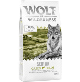 12kg Wolf of Wilderness Senior 'Green Fields' - bárány száraz kutyatáp - Kisállat kiegészítők webáruház - állateledelek