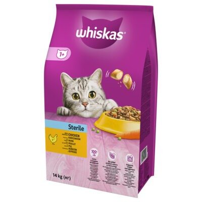 2x14kg Whiskas 1+ Sterile csirke  száraz macskatáp - Kisállat kiegészítők webáruház - állateledelek