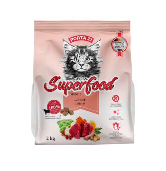 2x2kg Porta 21 Superfood Menu 3 marha száraz macskatáp - Kisállat kiegészítők webáruház - állateledelek