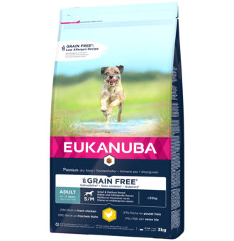 2x3kg Eukanuba Grain Free Adult Small / Medium Breed csirke száraz kutyatáp - Kisállat kiegészítők webáruház - állateledelek