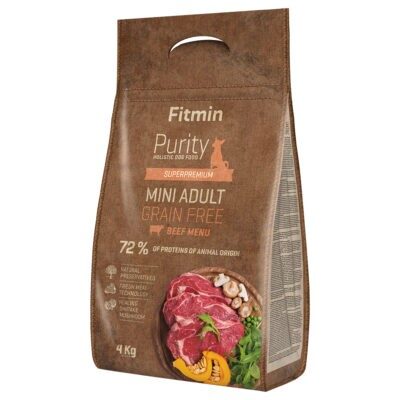 4kg Fitmin Purity Adult Mini marha (gabonamentes) száraz kutyatáp - Kisállat kiegészítők webáruház - állateledelek
